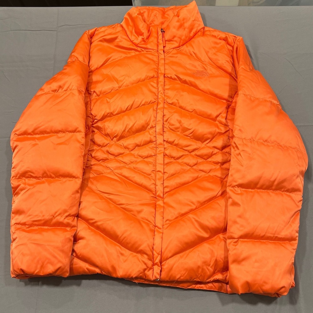 The North Face 550 Down Puffer Jacket Womens XXL Orange Aconcagua Quilted Coat